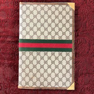 RARE Authentic Vintage Gucci Monogram Red and Green Stripe Folio